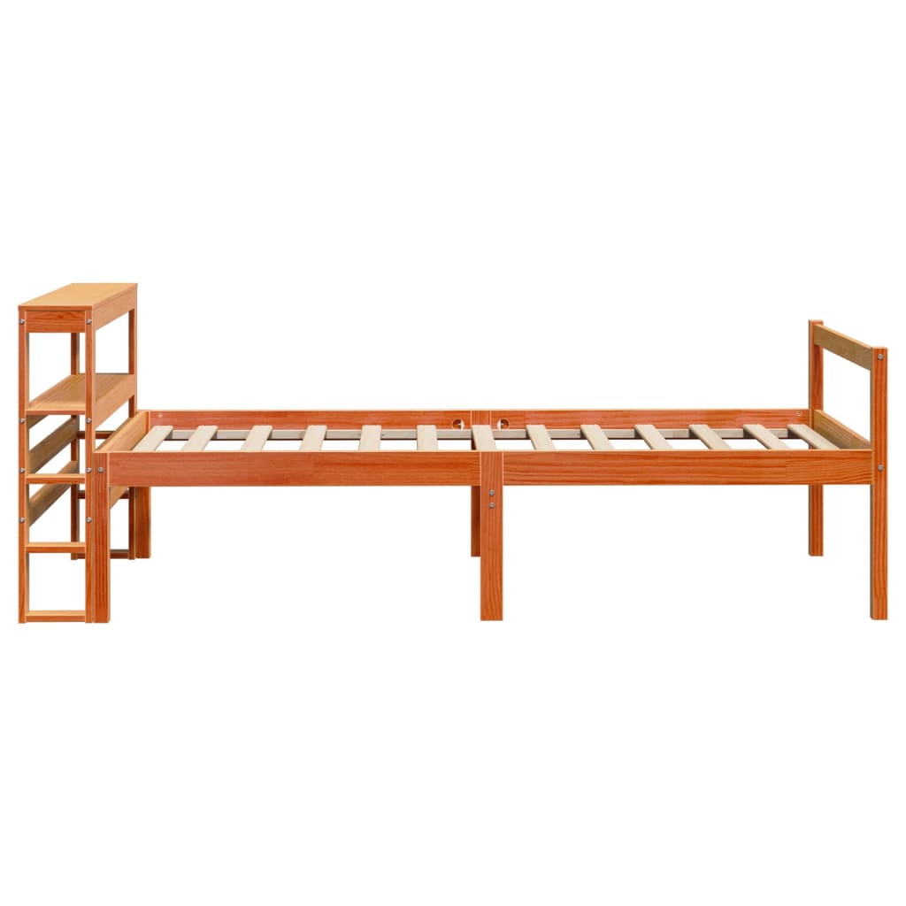 Okvir kreveta s uzglavljem voštano smeđi 75x190 cm od borovine