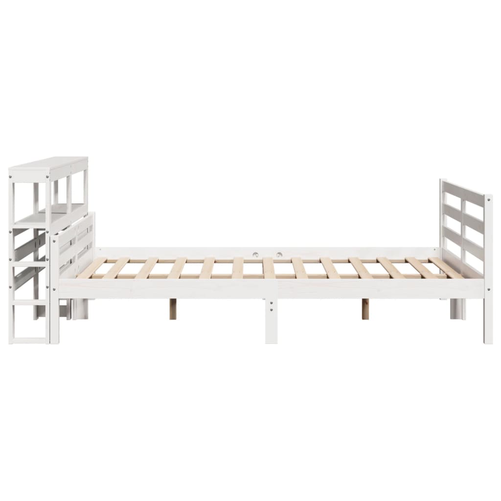 Okvir za krevet s uzglavljem bijeli 150 x 200 cm borovina