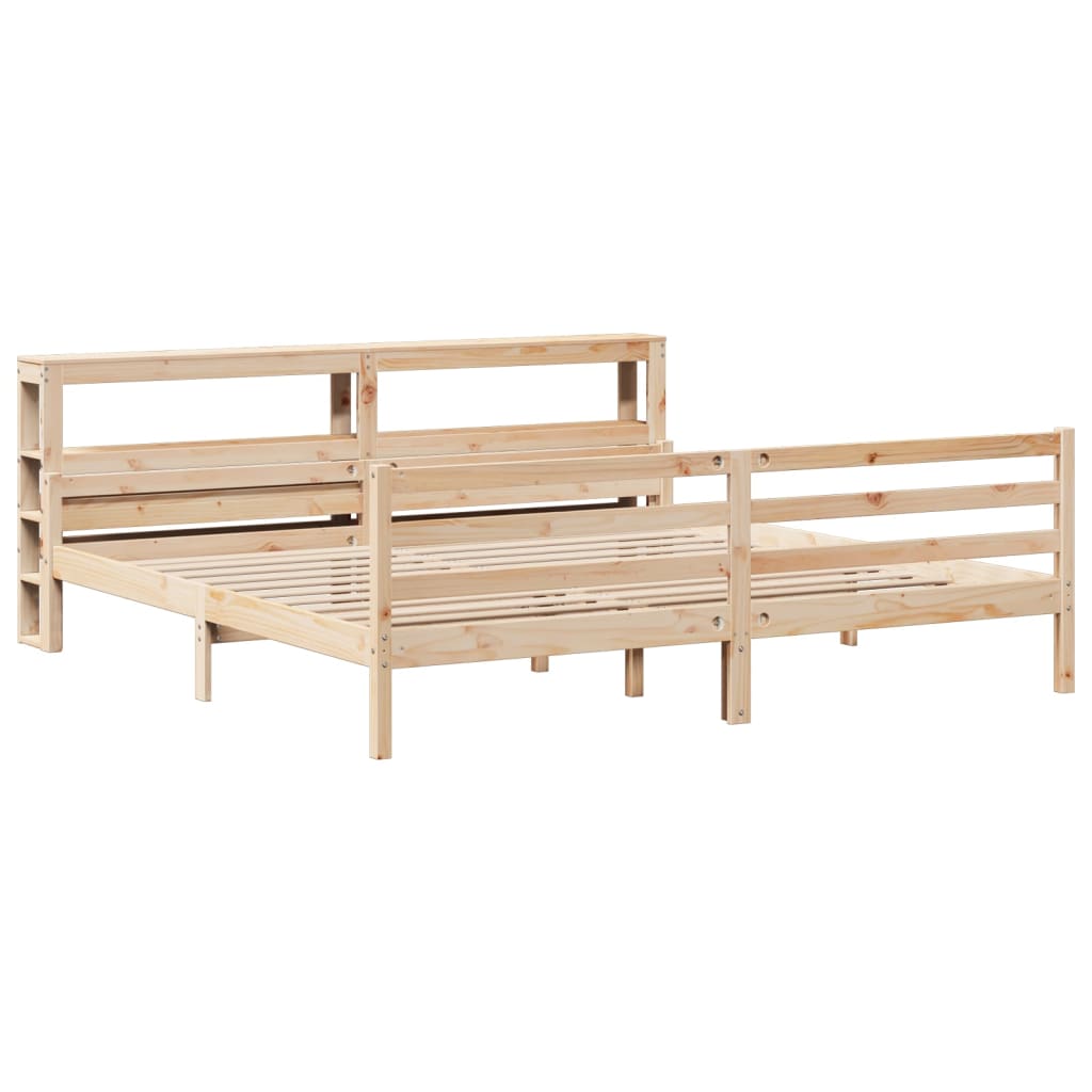 Okvir kreveta s uzglavljem 200 x 200 cm od masivne borovine