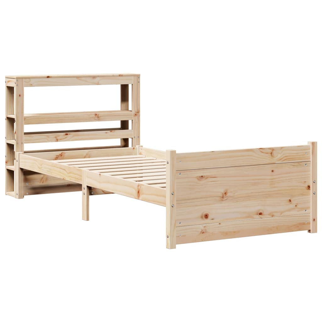 Okvir kreveta s uzglavljem 90 x 200 cm od masivne borovine