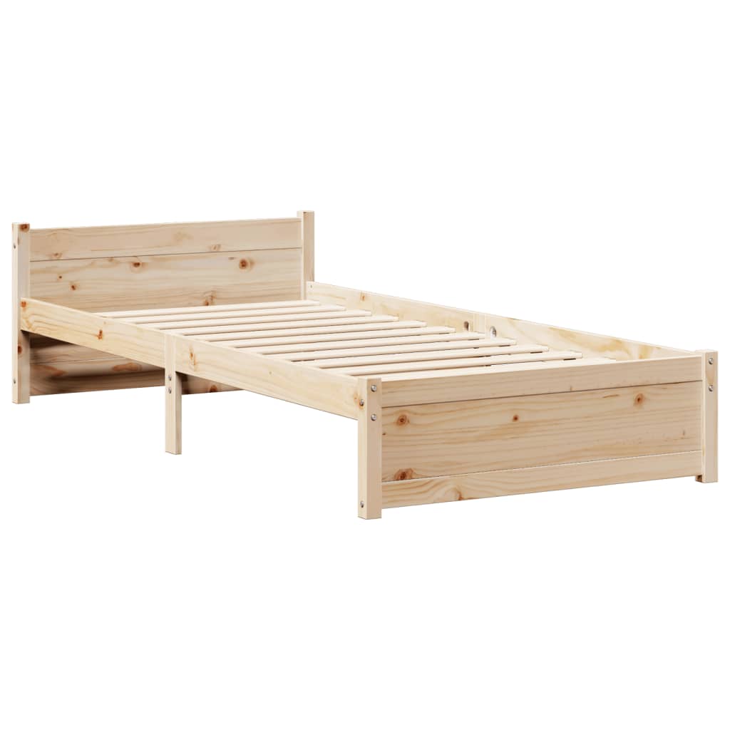 Okvir kreveta s uzglavljem 90 x 200 cm od masivne borovine