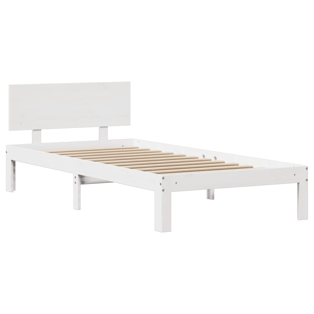 Okvir kreveta s uzglavljem bez madraca bijeli 90x200 cm