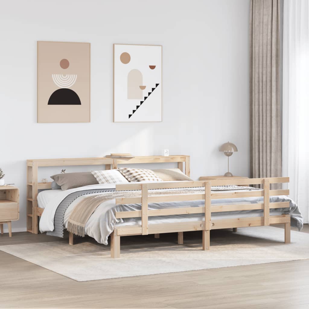 Okvir kreveta s uzglavljem 180 x 200 cm masivna borovina