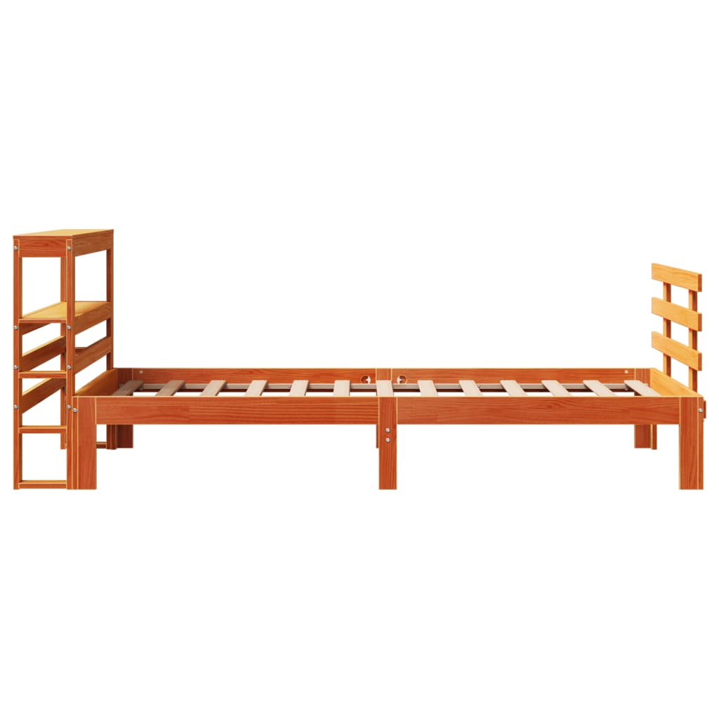Okvir kreveta s uzglavljem voštano smeđi 75x190 cm od borovine