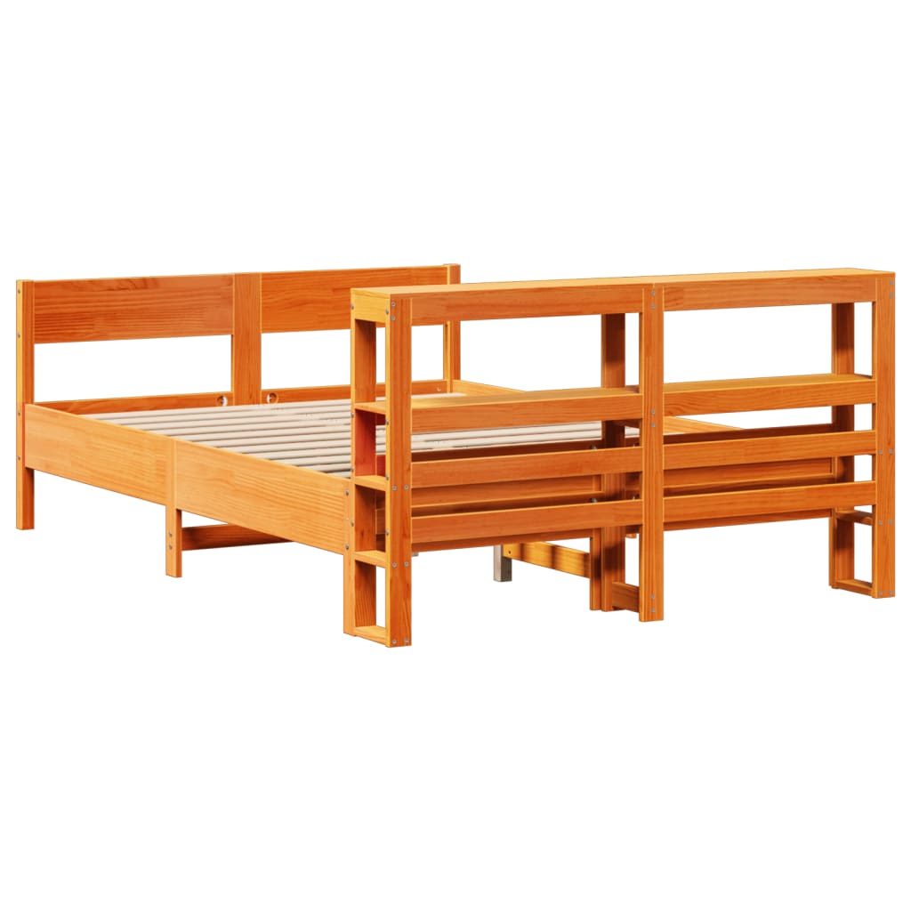 Okvir kreveta bez madraca voštano smeđi 135x190 cm od borovine