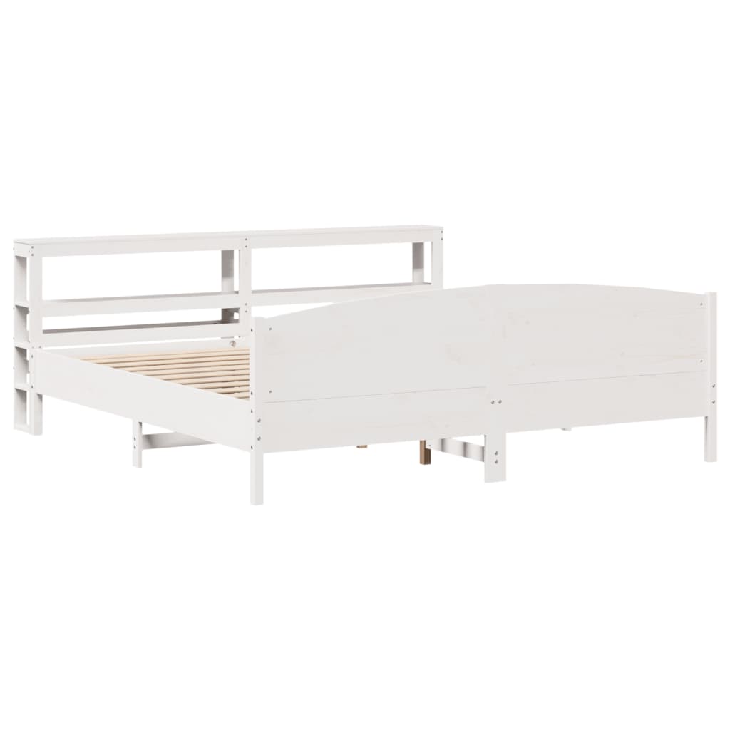 Okvir kreveta bez madraca bijeli 200x200 cm od masivne borovine