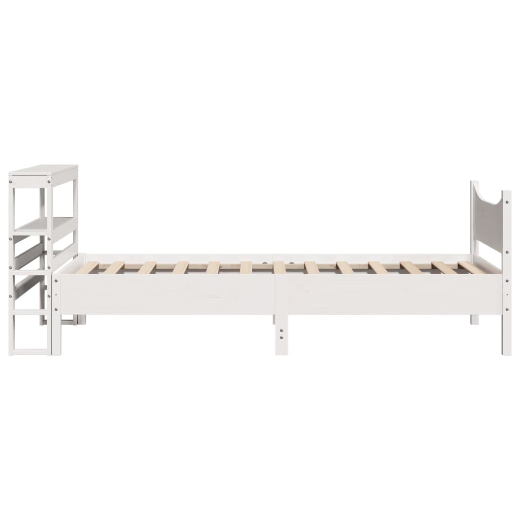 Okvir za krevet s uzglavljem bijeli 90x200 cm masivna borovina