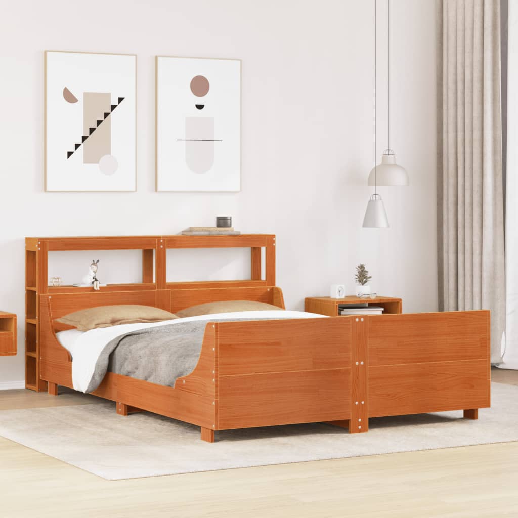 Okvir kreveta bez madraca voštano smeđi 120x200 cm od borovine