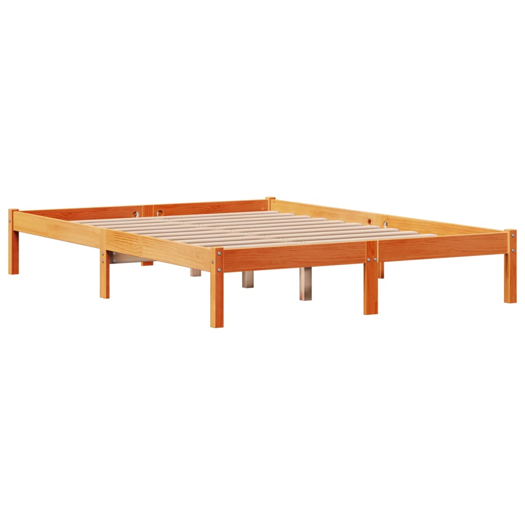 Okvir kreveta s uzglavljem voštano smeđi 140x190 cm od borovine