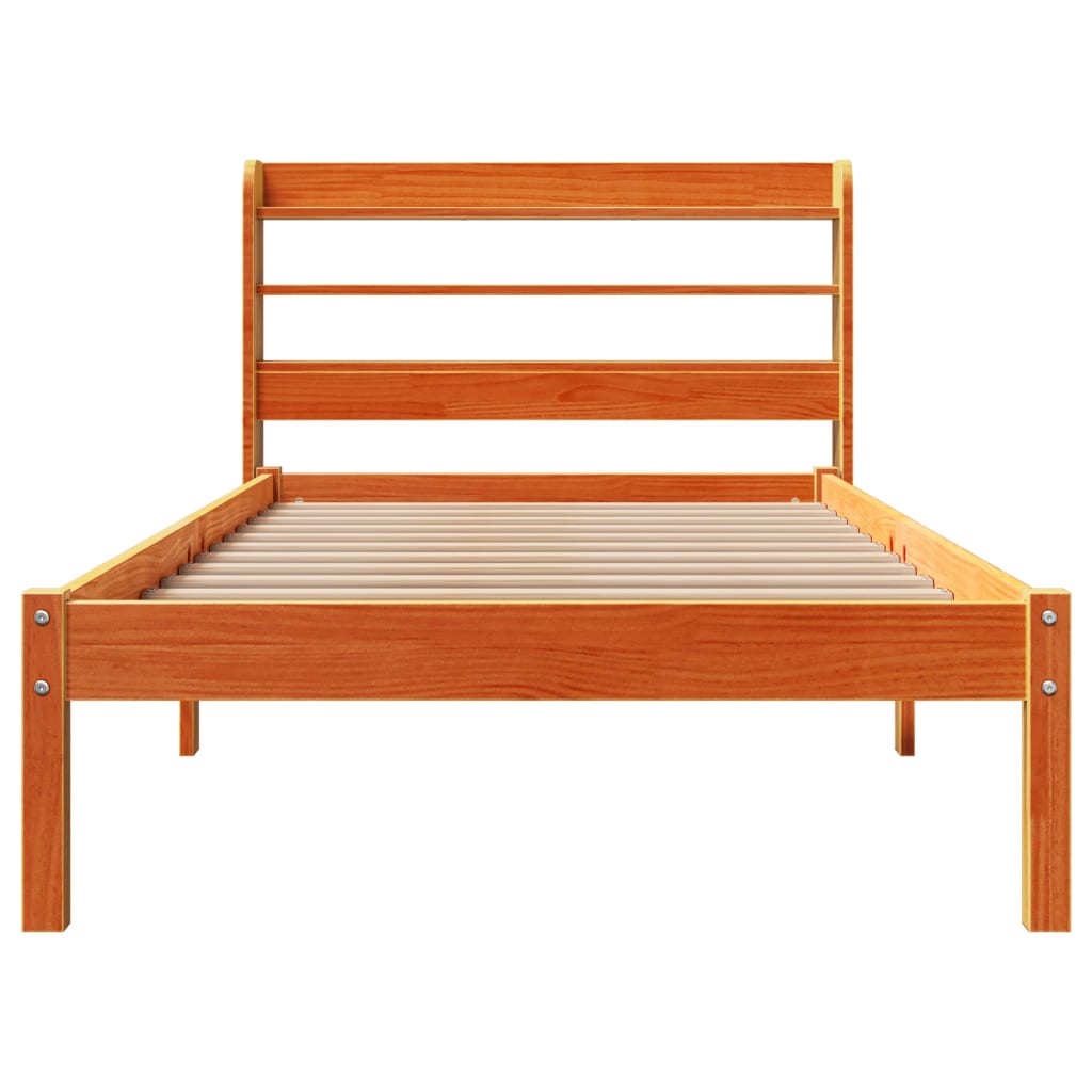 Okvir kreveta s uzglavljem voštano smeđi 100x200 cm od borovine