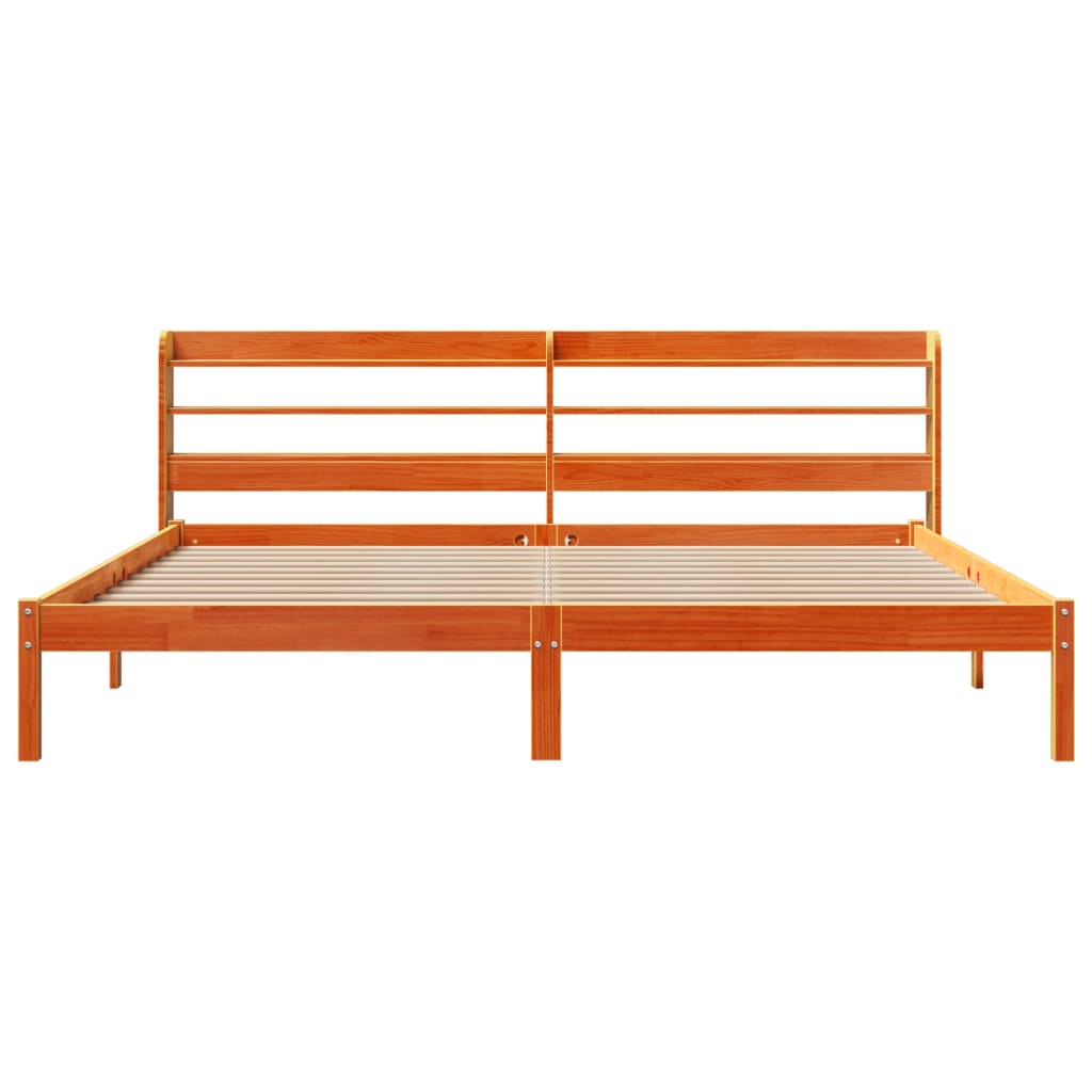 Okvir kreveta s uzglavljem voštano smeđi 200x200 cm od borovine
