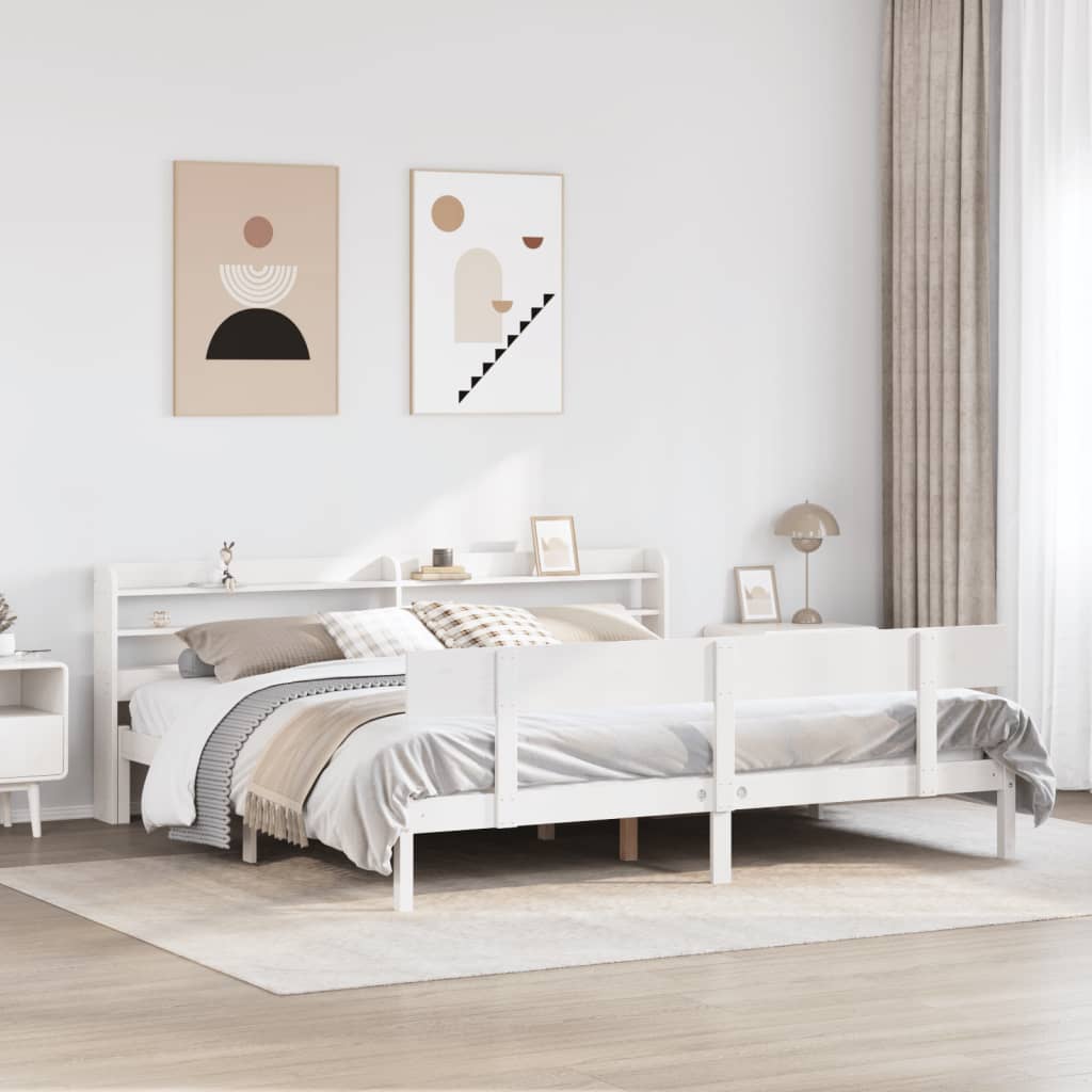 Okvir kreveta bez madraca bijeli 180x200 cm od masivne borovine