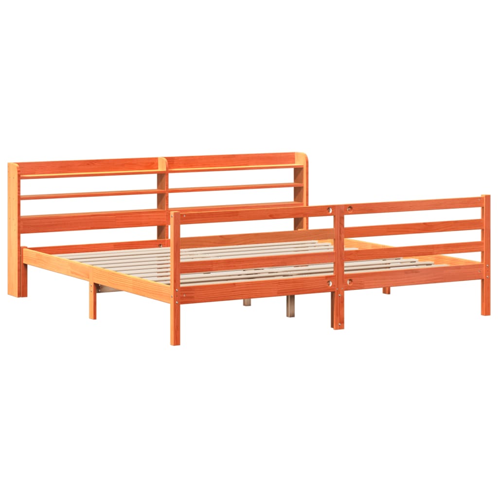 Okvir kreveta bez madraca voštano smeđi 200x200 cm od borovine