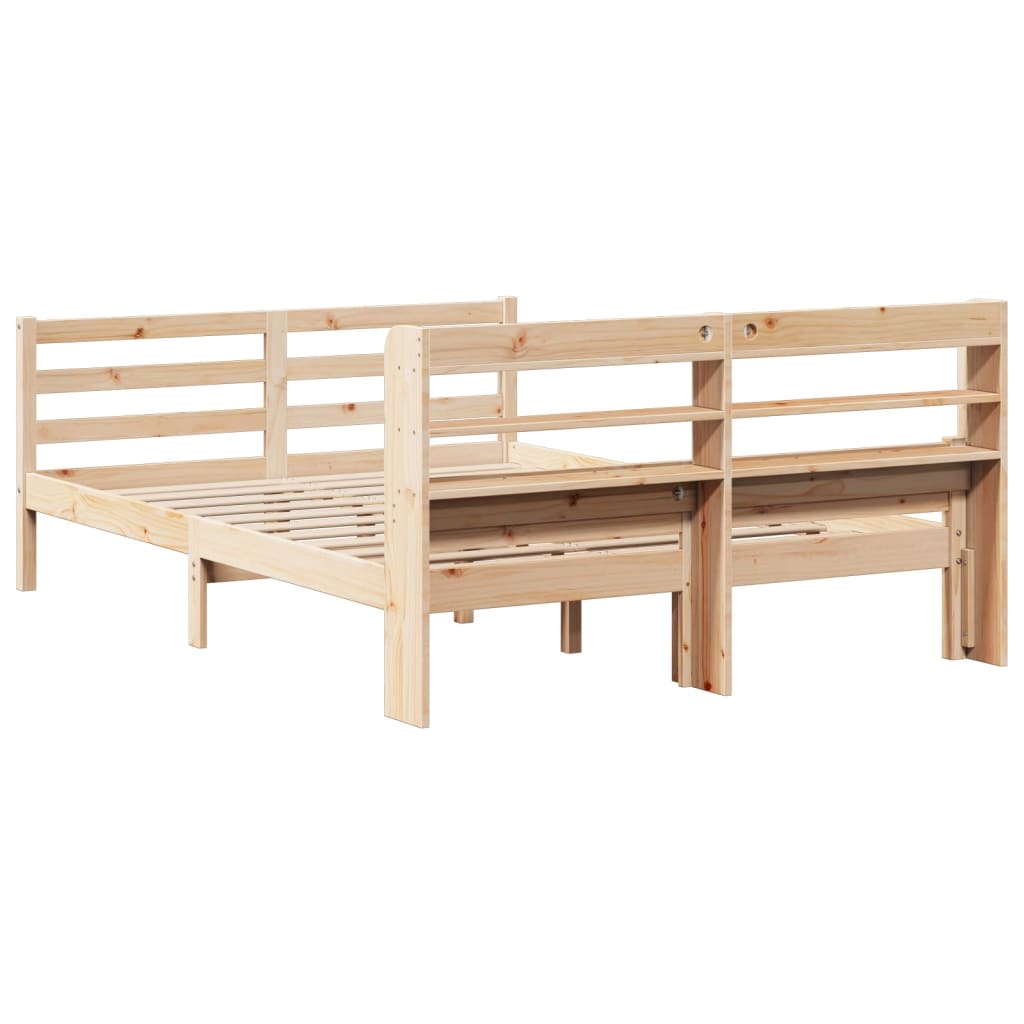 Okvir za krevet s uzglavljem 135 x 190 cm od masivne borovine