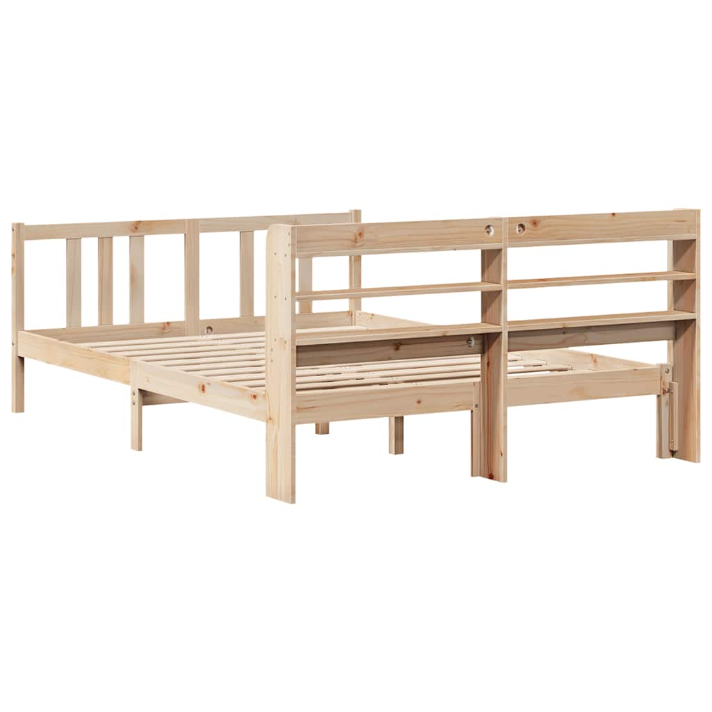 Okvir za krevet s uzglavljem 135 x 190 cm od masivne borovine