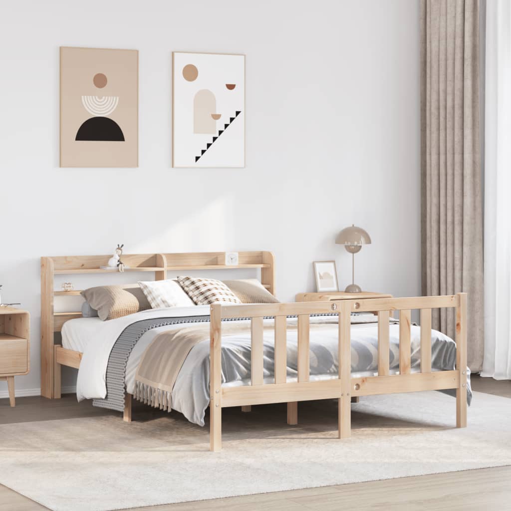 Okvir za krevet s uzglavljem 135 x 190 cm od masivne borovine