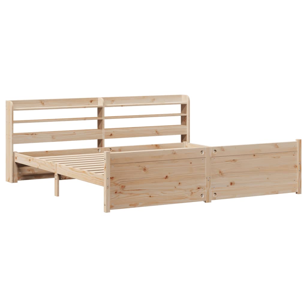 Okvir kreveta s uzglavljem 200 x 200 cm od masivne borovine