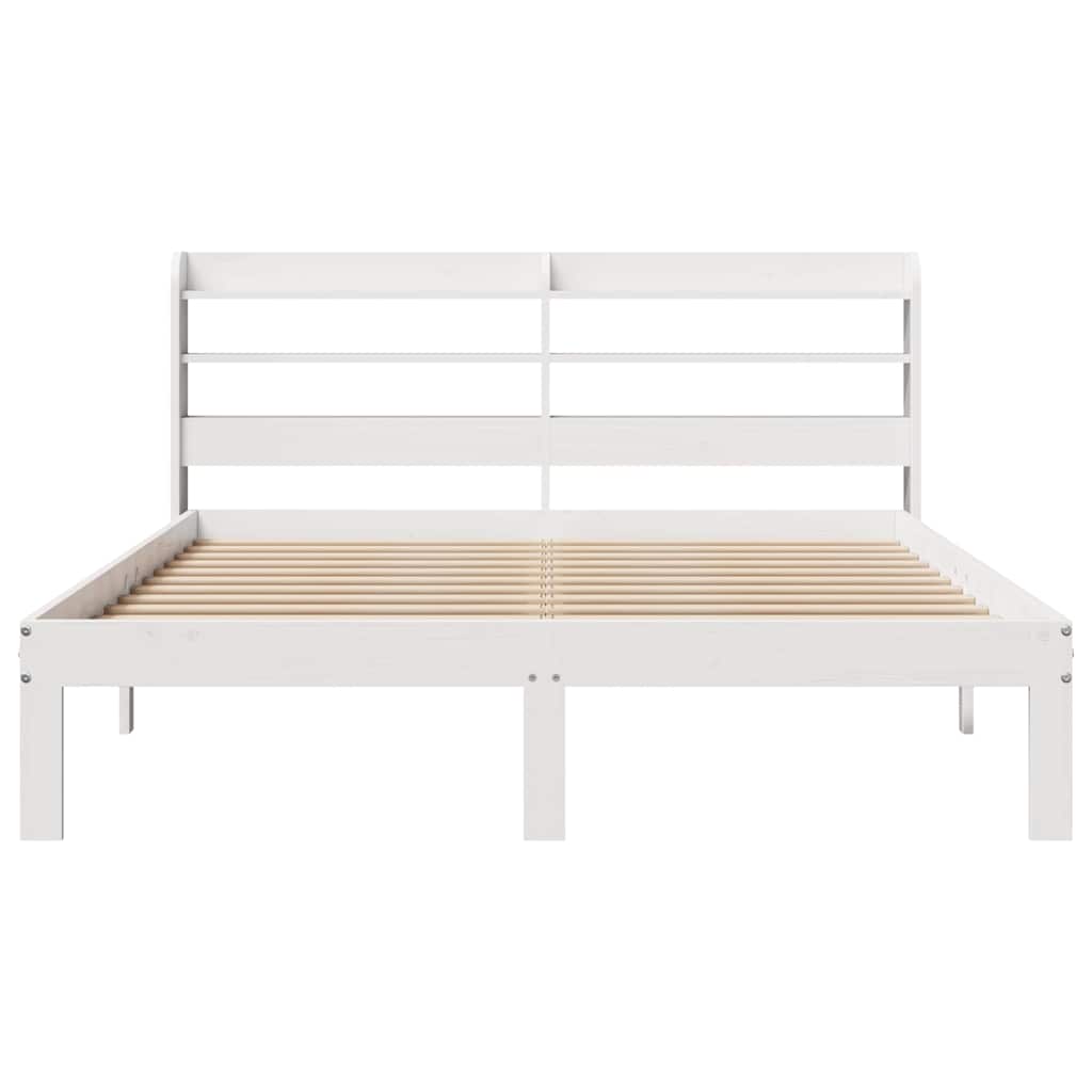 Okvir za krevet s uzglavljem bijeli 150 x 200 cm borovina
