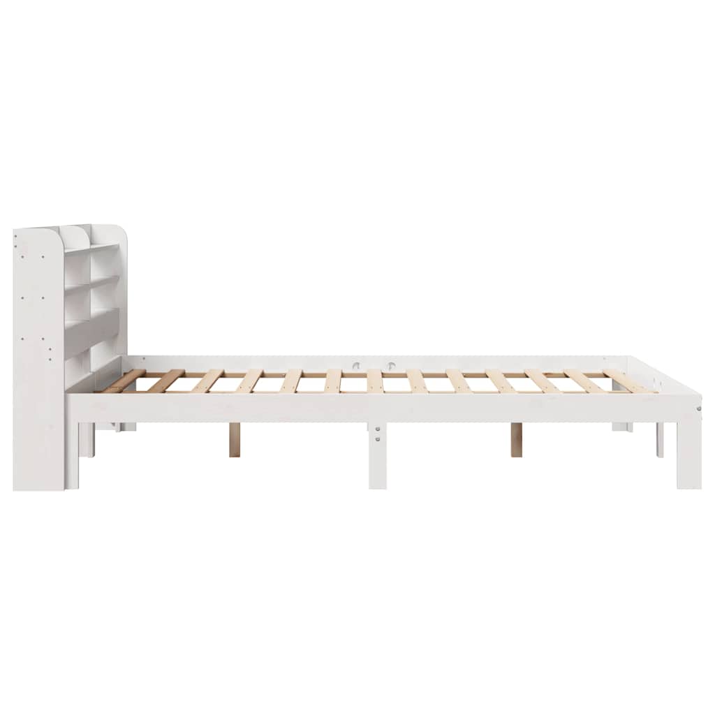 Okvir za krevet s uzglavljem bijeli 150 x 200 cm borovina
