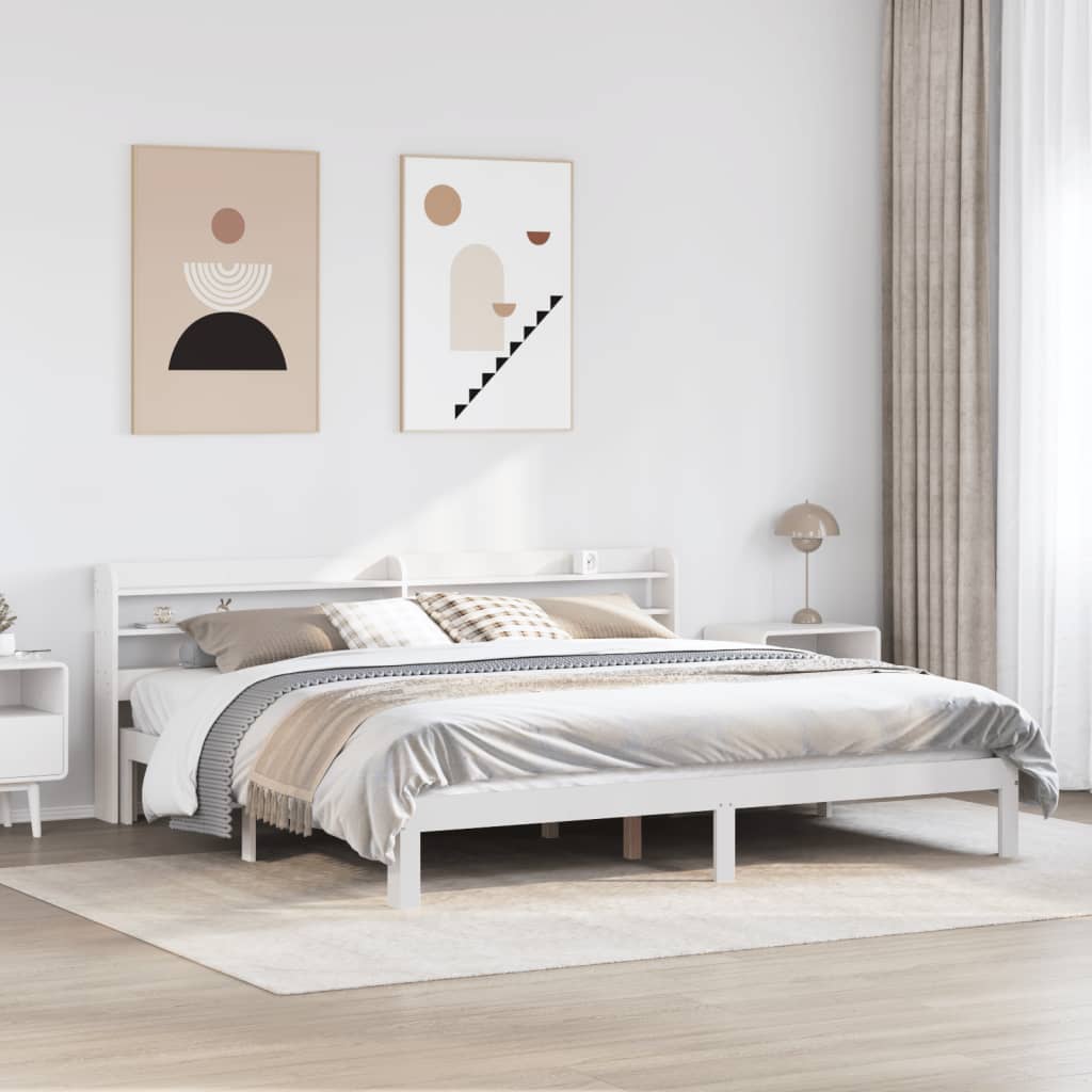 Okvir kreveta s uzglavljem bez madraca bijeli 200x200 cm