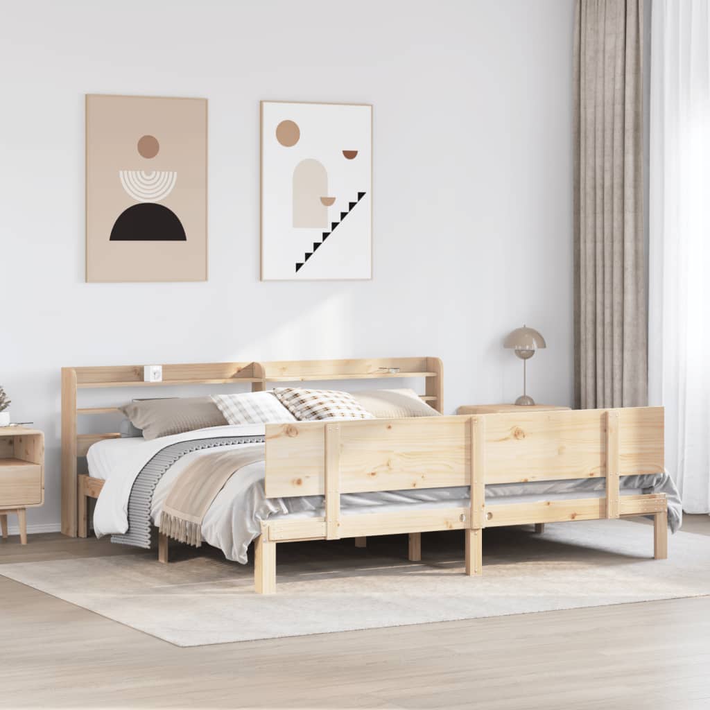 Okvir kreveta s uzglavljem 200 x 200 cm od masivne borovine