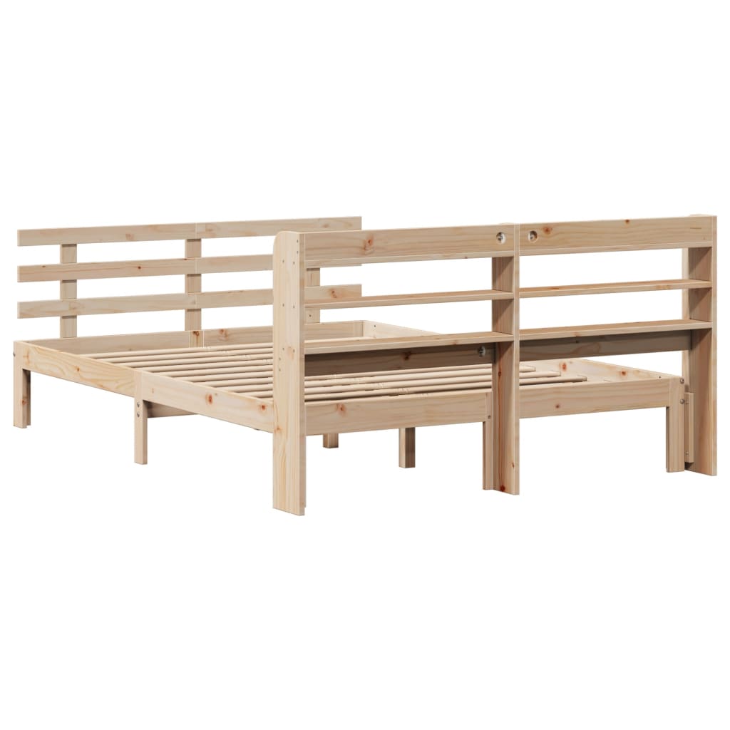 Okvir za krevet s uzglavljem 135 x 190 cm od masivne borovine
