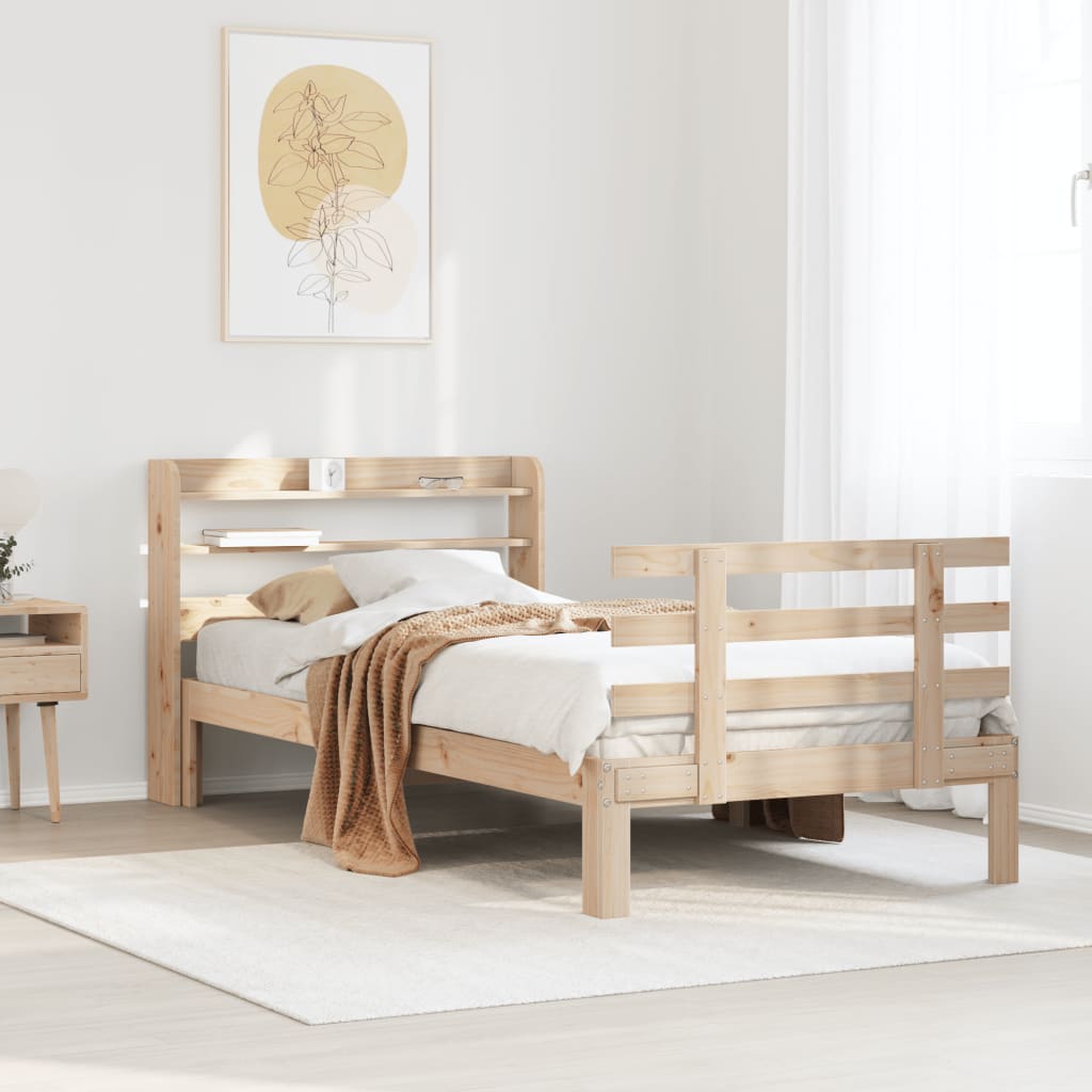 Okvir kreveta s uzglavljem 90 x 200 cm od masivne borovine