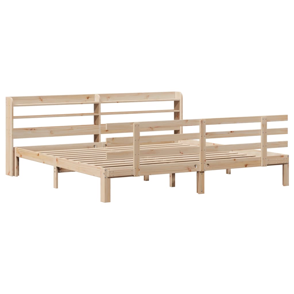 Okvir kreveta s uzglavljem 200 x 200 cm od masivne borovine