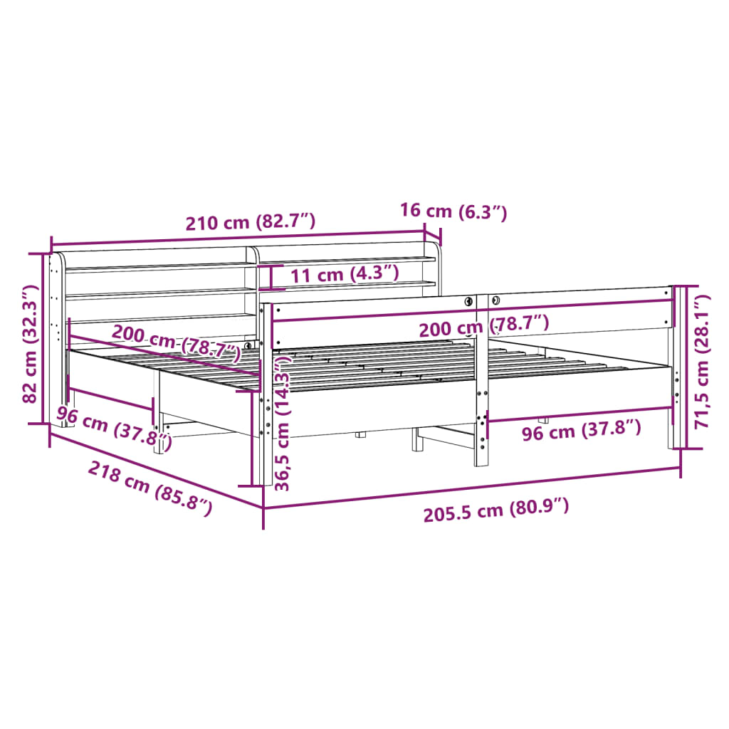 Okvir kreveta bez madraca voštano smeđi 200x200 cm od borovine