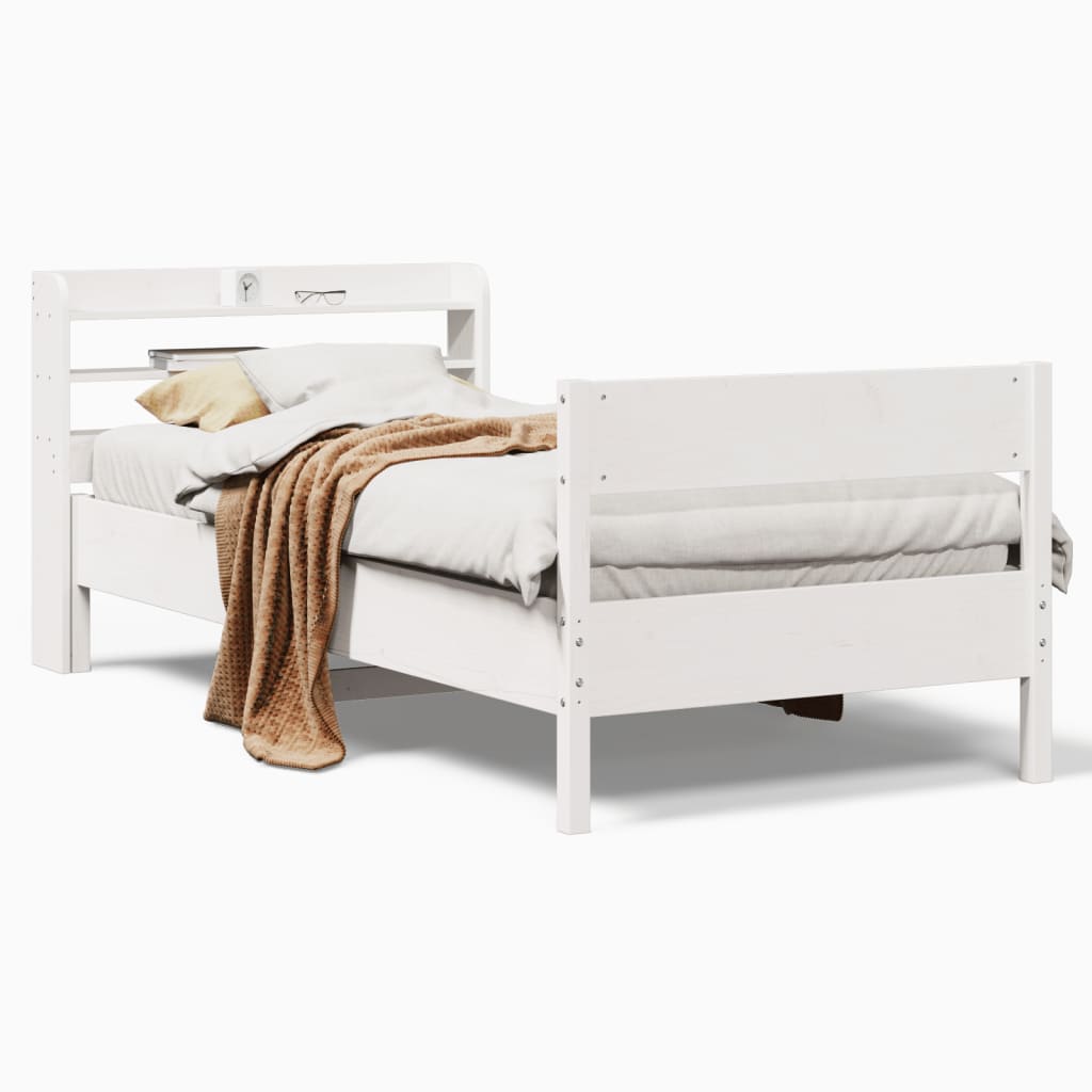 Okvir kreveta bez madraca bijeli 90 x 190 cm masivna borovina