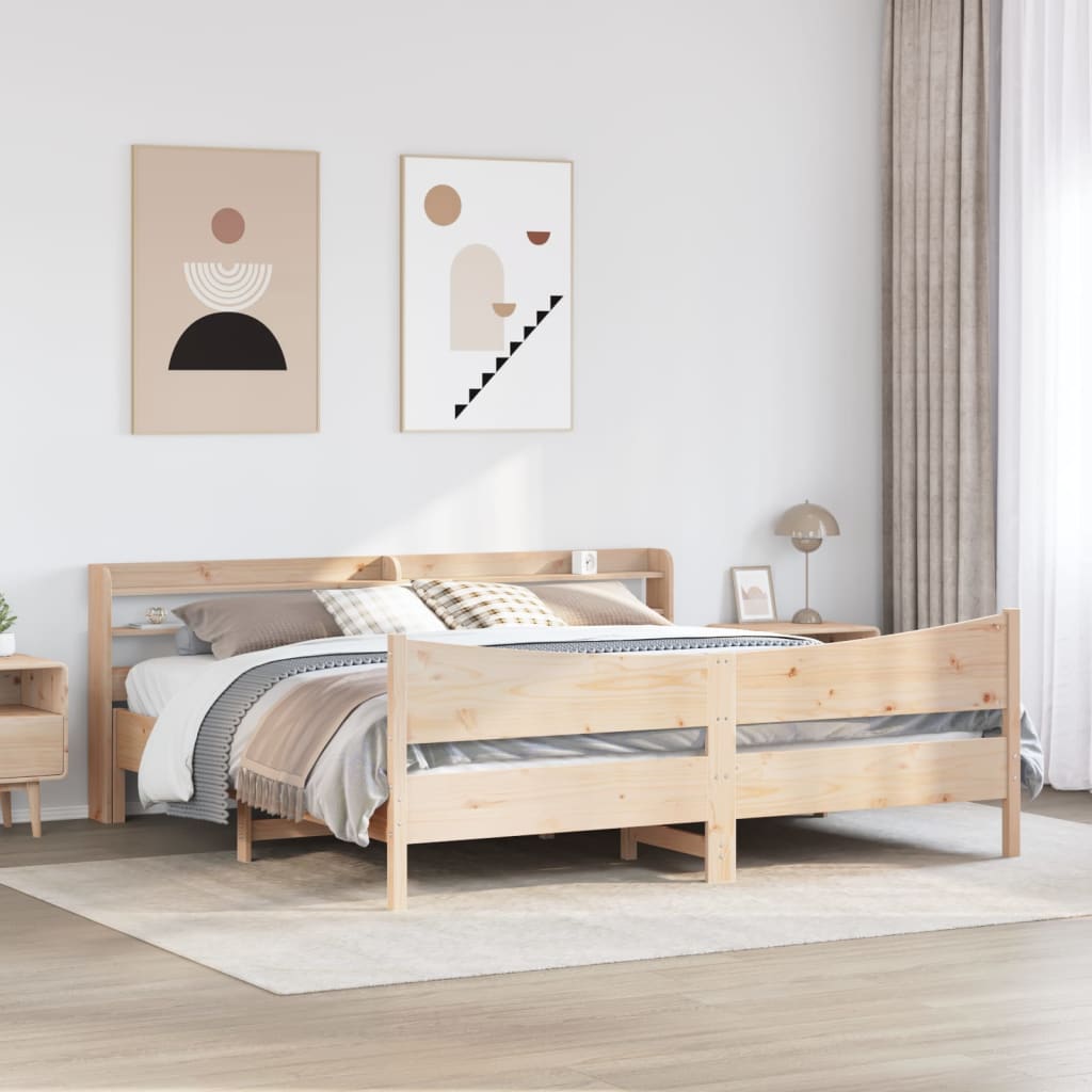 Okvir kreveta s uzglavljem 200 x 200 cm od masivne borovine