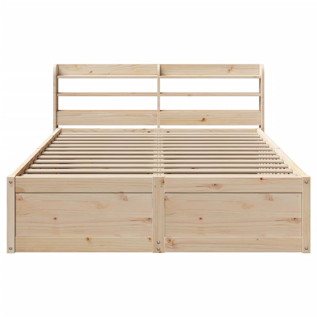 Okvir za krevet s uzglavljem 135 x 190 cm od masivne borovine