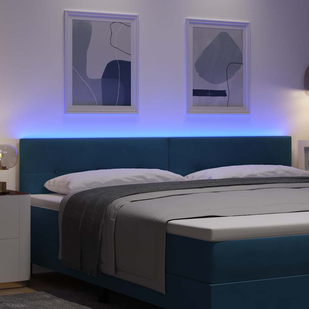 LED glava kreveta s LED trakama Plava 200 cm Baršun