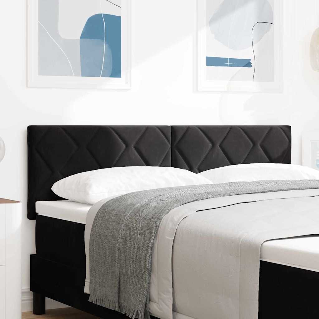 LED glava kreveta Crna 144 cm Baršun