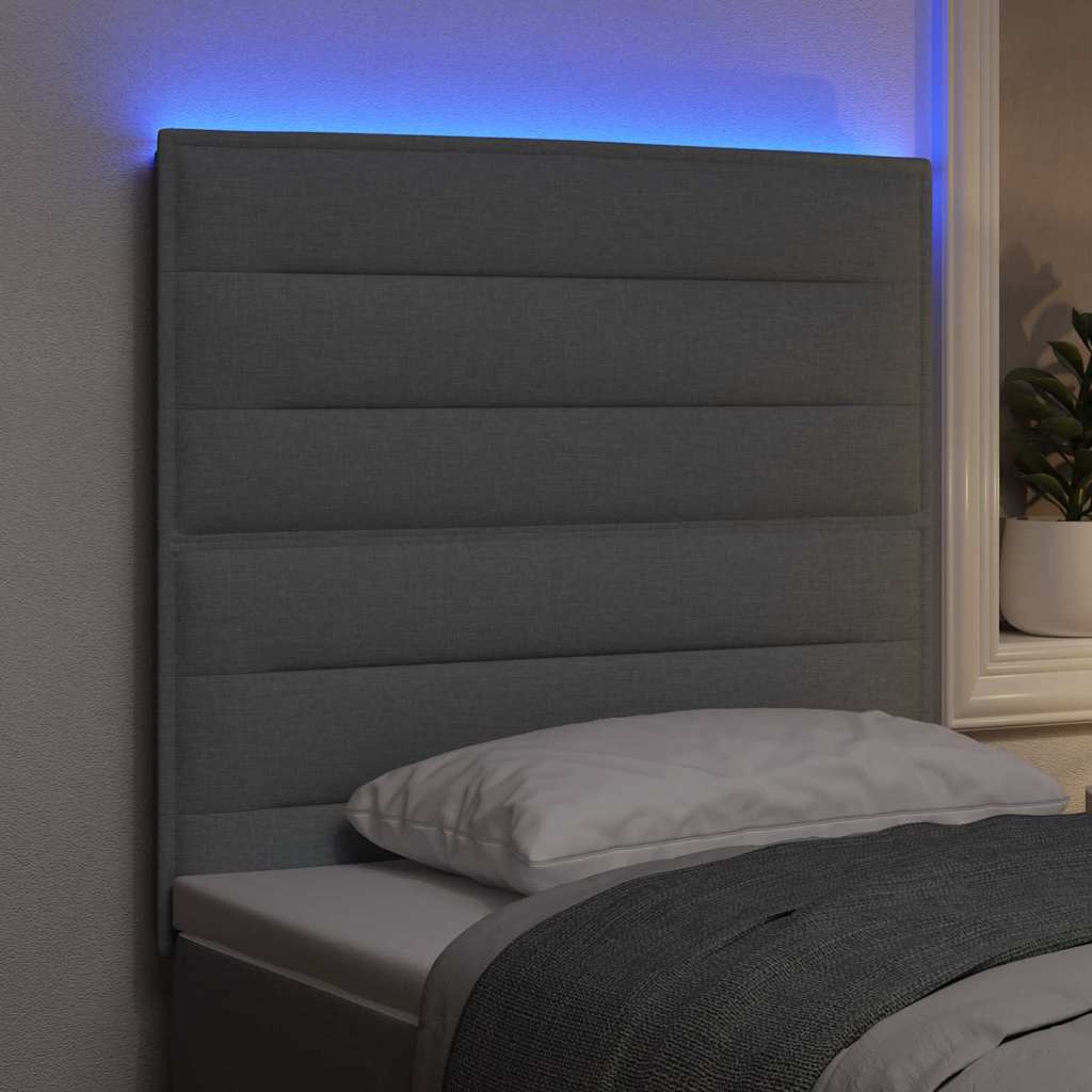 LED glava kreveta s LED trakama Svijetlo siva 80 cm tkanina