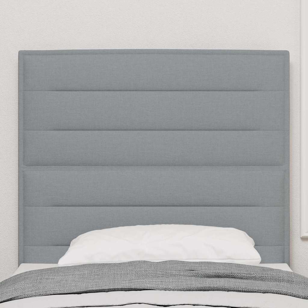 LED glava kreveta s LED trakama Svijetlo siva 90 cm tkanina