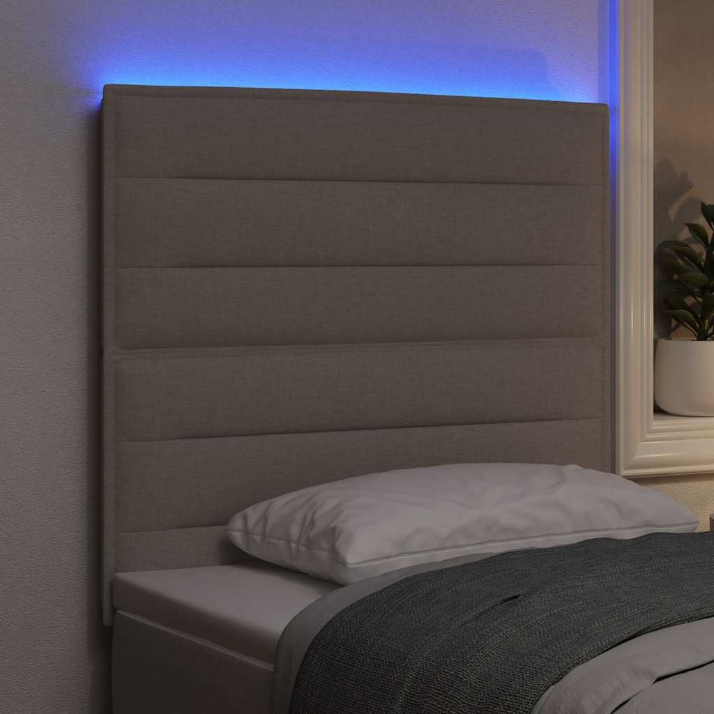 LED glava kreveta s LED trakama Sivo-smeđa 90 cm tkanina