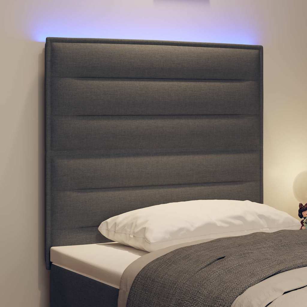 LED glava kreveta s LED trakama Tamno siva 100 cm tkanina
