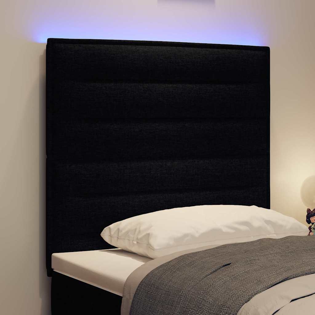 LED glava kreveta s LED trakama Crna 100 cm tkanina