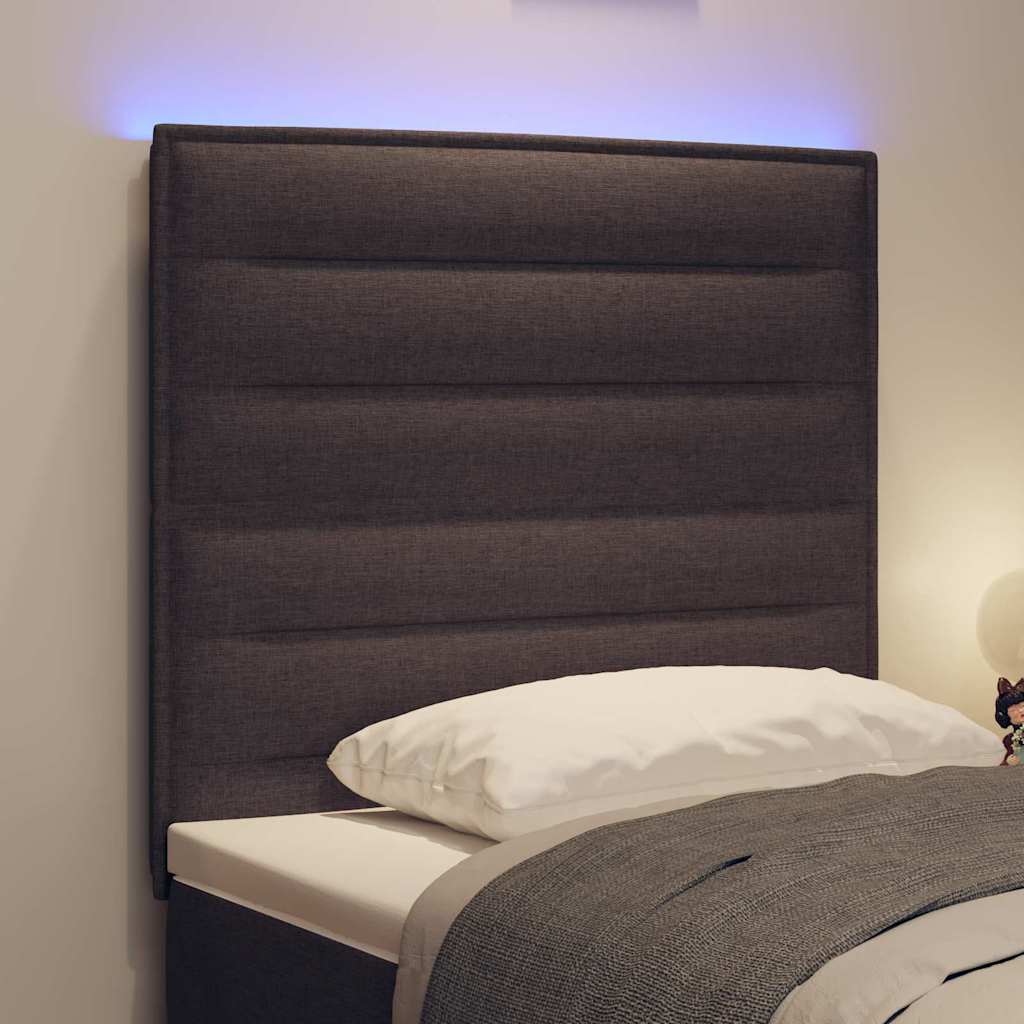 LED glava kreveta s LED trakama Tamno smeđa 100 cm tkanina