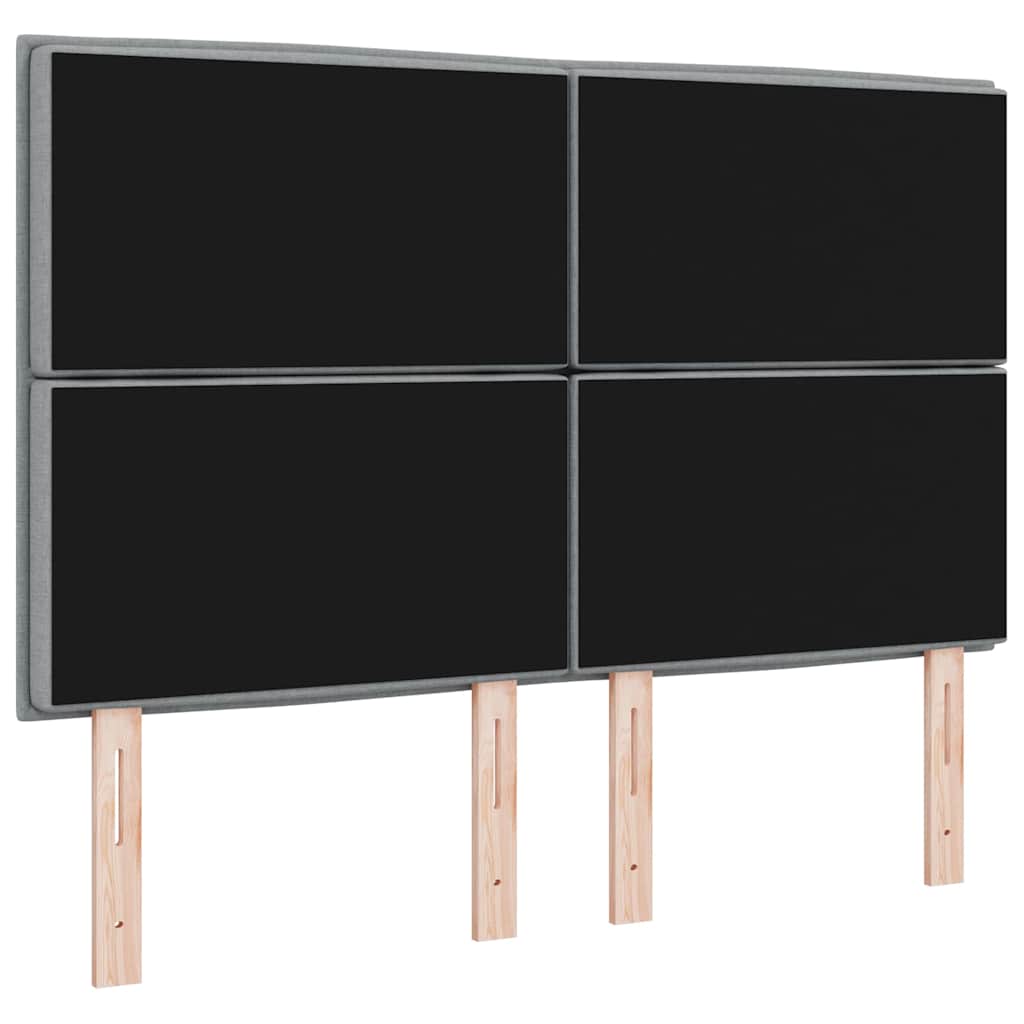 LED glava kreveta s LED trakama Svijetlo siva 144 cm tkanina