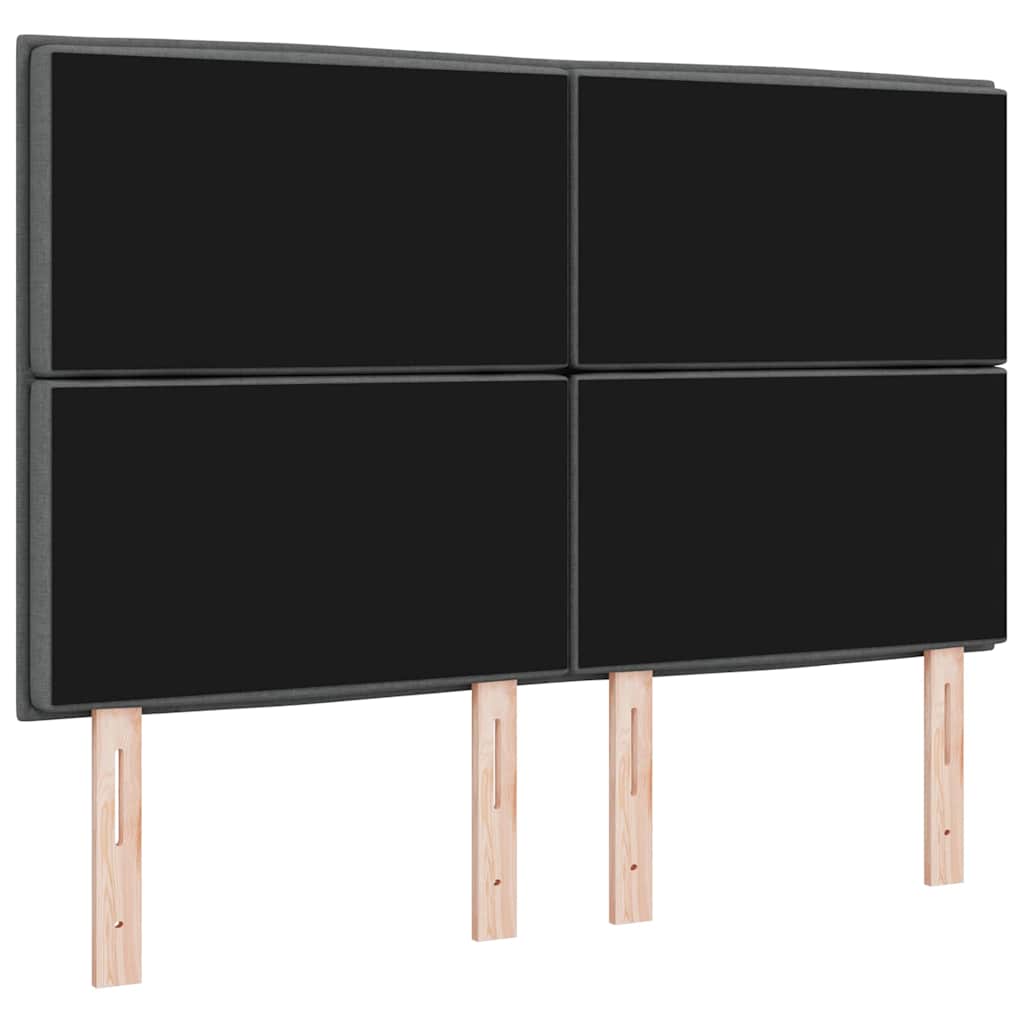 LED glava kreveta s LED trakama Tamno siva 144 cm tkanina
