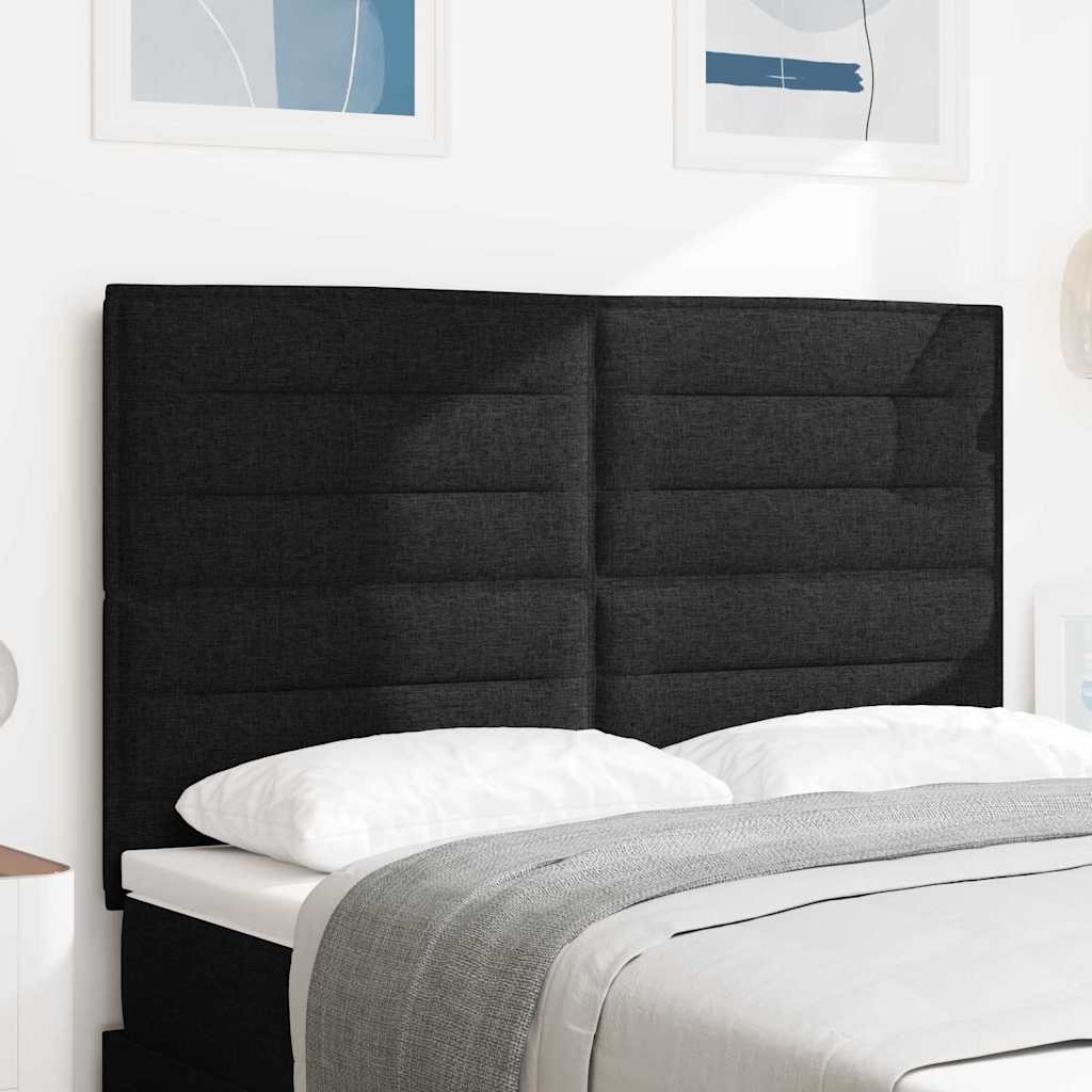 LED glava kreveta s LED trakama Crna 144 cm tkanina
