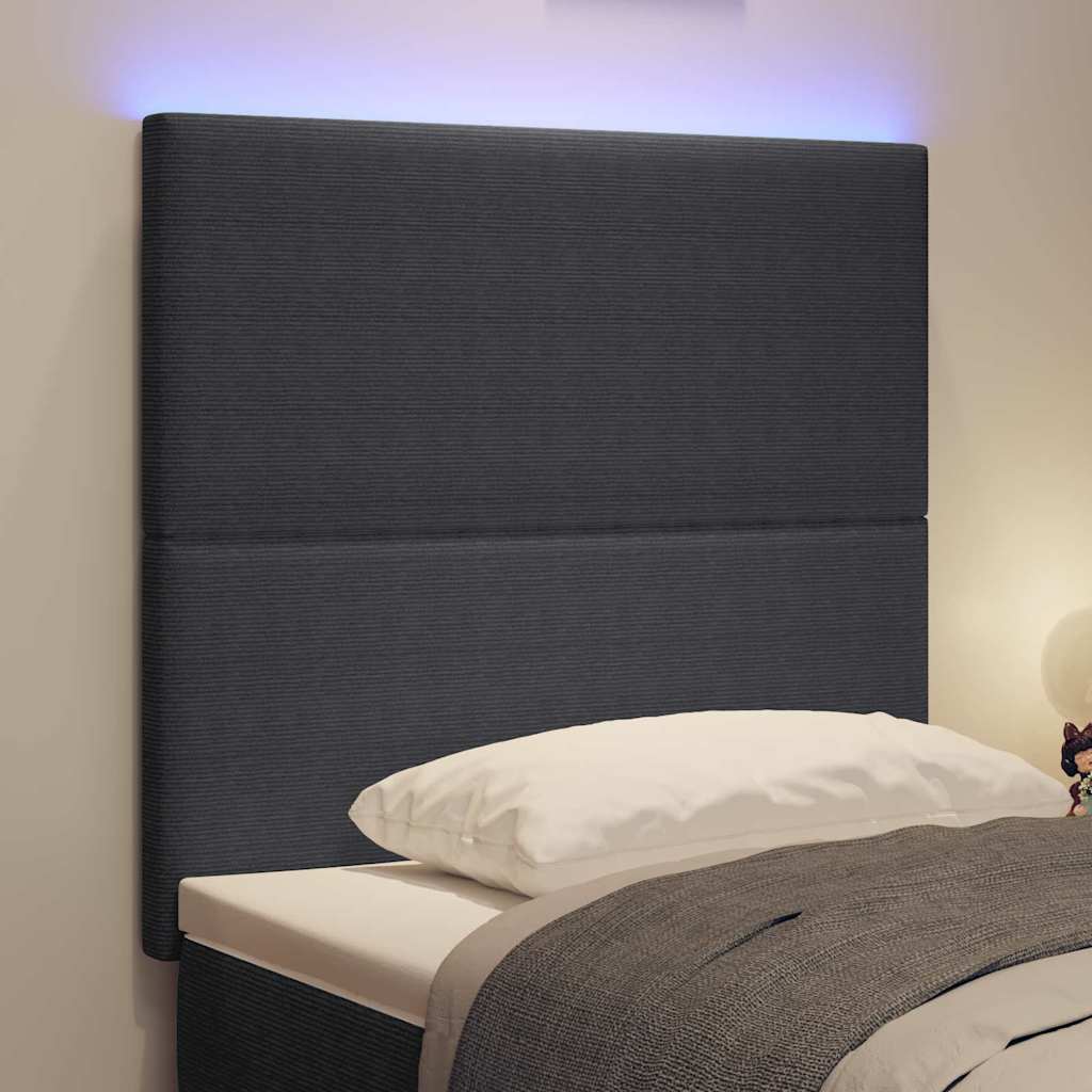 LED glava kreveta s uzglavljem Tamno siva 90 cm Kordura tekstil
