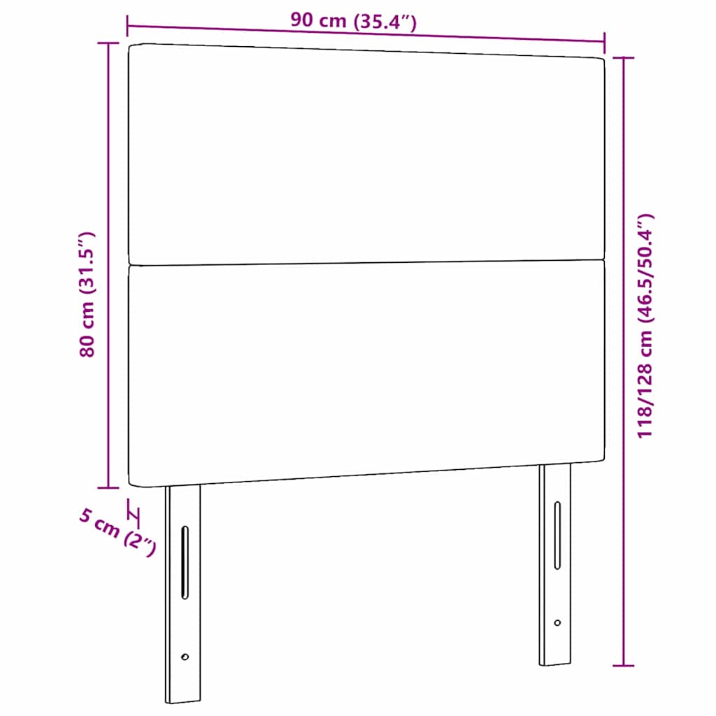 LED glava kreveta Siva zelena 90 cm Kordura tekstil