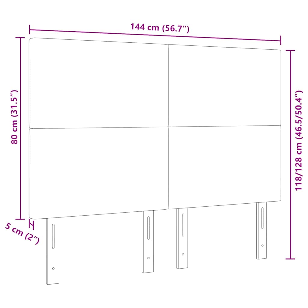 LED glava kreveta s LED trakama Krema 144 cm Kordura tekstil