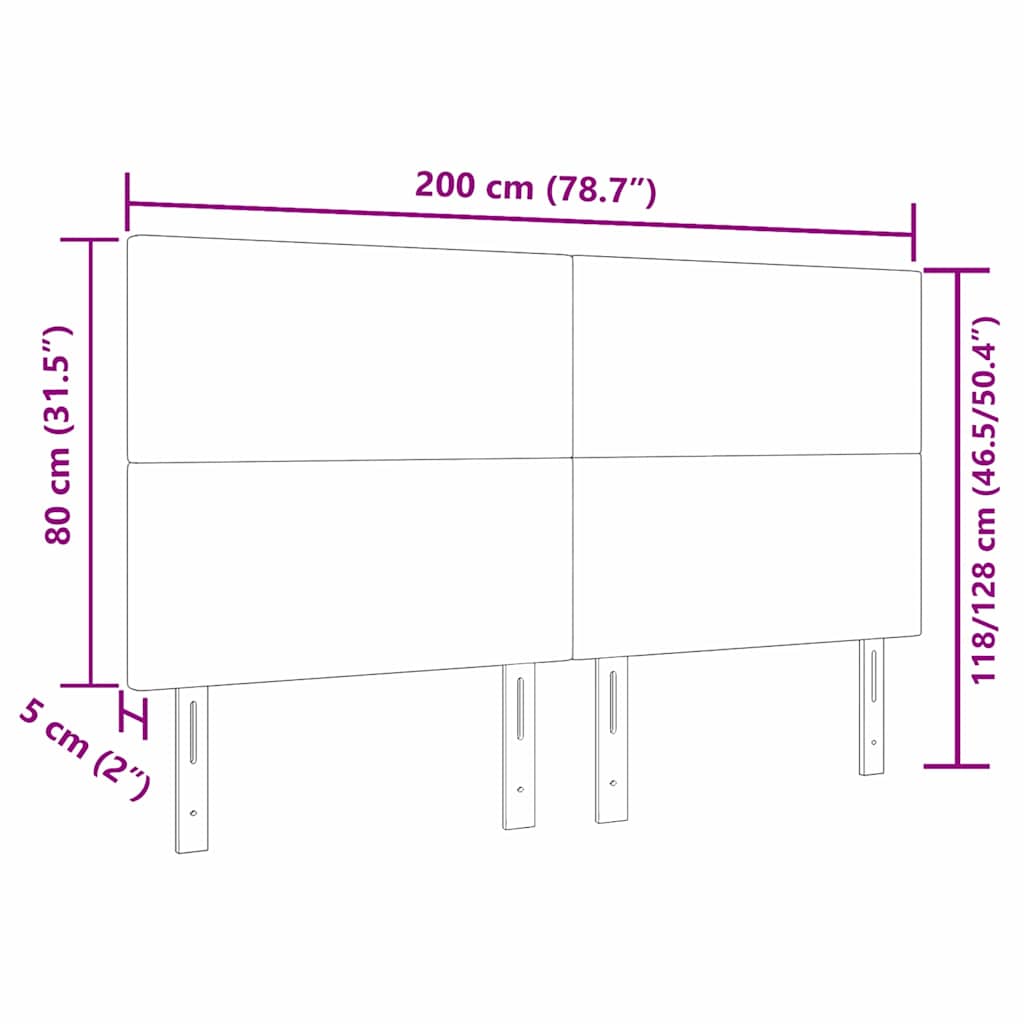 LED glava kreveta Svijetlo siva 200 cm Kordura tekstil