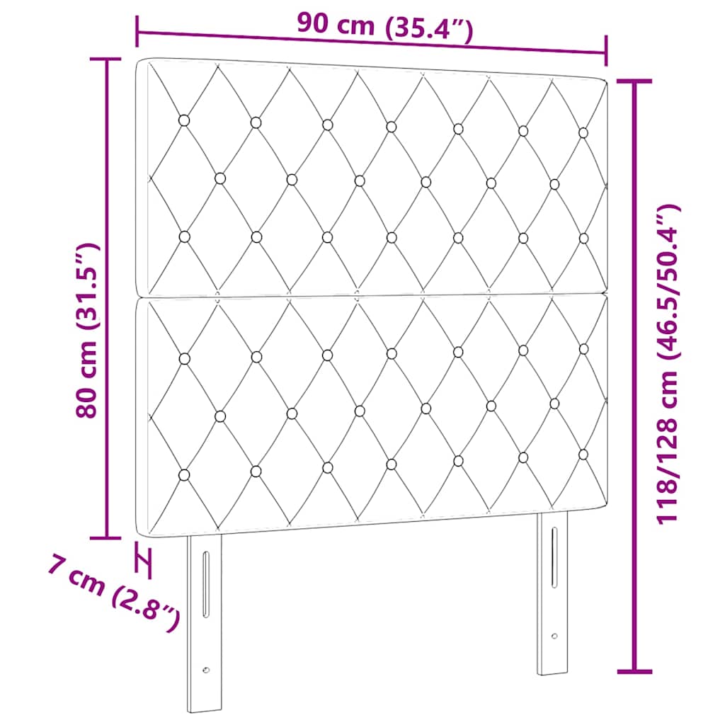 LED glava kreveta s LED trakama Tamno siva 90 cm Baršun