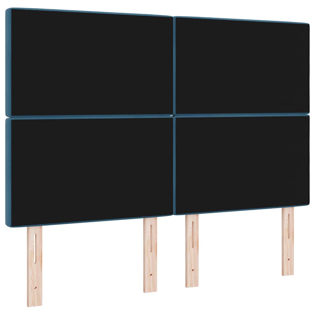 LED glava kreveta s LED trakama Tamno plava 144 cm Baršun