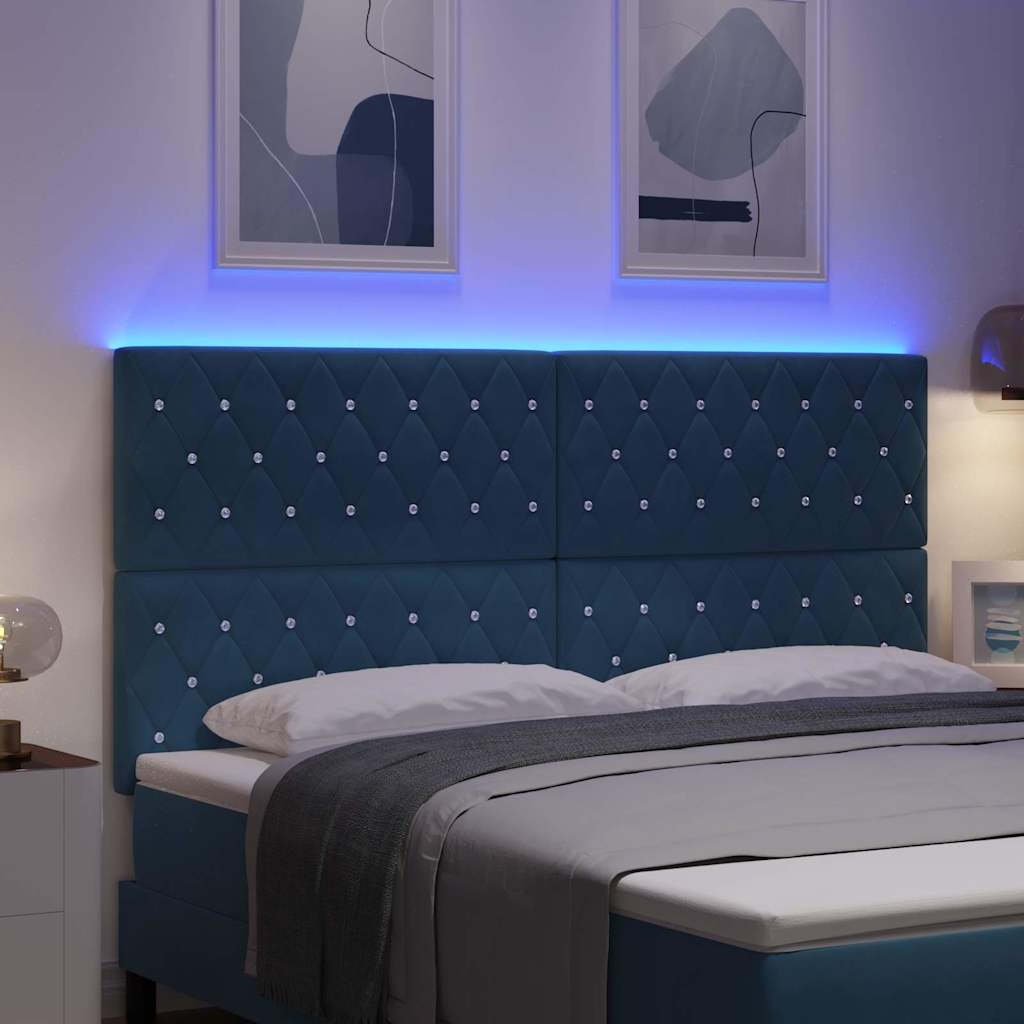 LED glava kreveta s LED trakama Tamno plava 180 cm Baršun